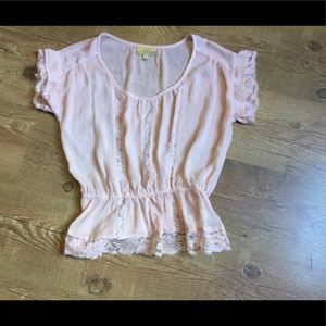 Pink Princess Vera Wang BLouse w/ Lace Details